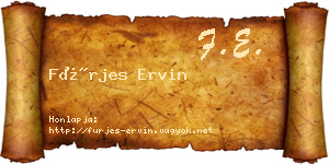 Fürjes Ervin névjegykártya