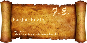 Fürjes Ervin névjegykártya