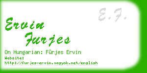 ervin furjes business card