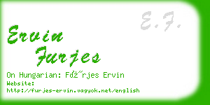 ervin furjes business card